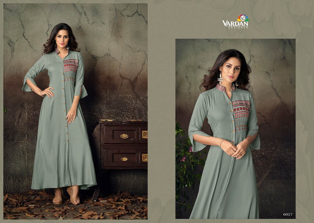 Gulnaz Vol-2 Vardan Designer Rayon Long Ladies Kurta Gulnaz Vol-2 Vardan Designer Rayon Long Ladies Kurta